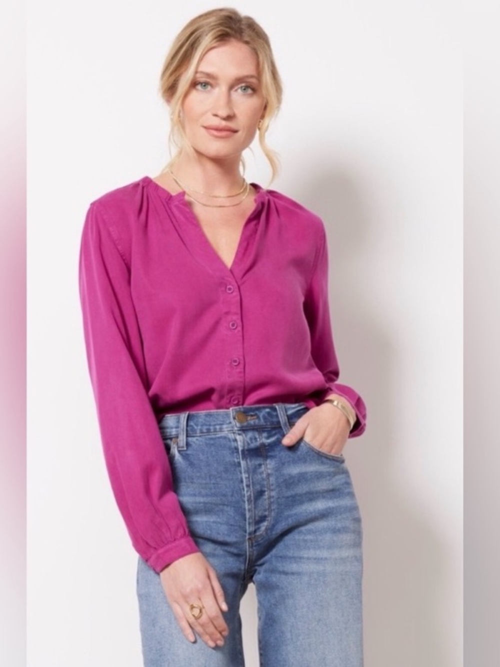 Anthropologie Cloth & Stone Chambray Button-up in Light Blue - Picture 6 of 7